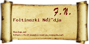 Foltinszki Nádja névjegykártya
